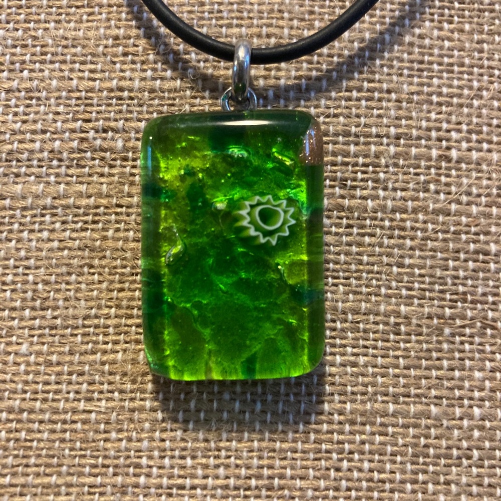 Murano glass pendant with rubber necklace